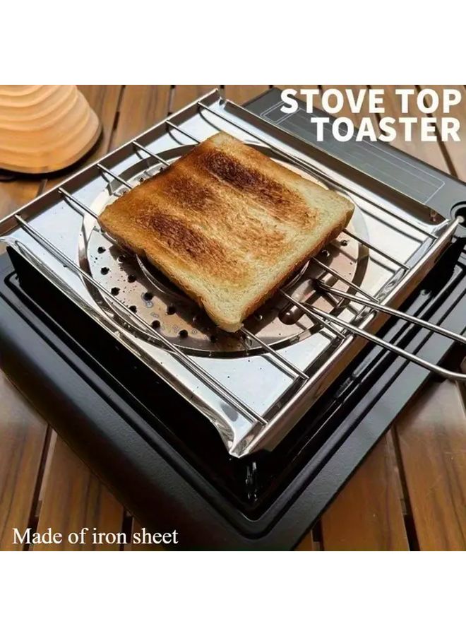 Cast Iron Grill Top Toaster Frying Pan With Foldable Handle 1pc - Image 1