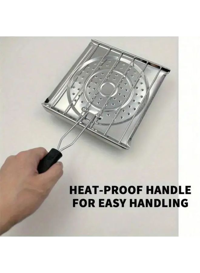 Cast Iron Grill Top Toaster Frying Pan With Foldable Handle 1pc - Image 2