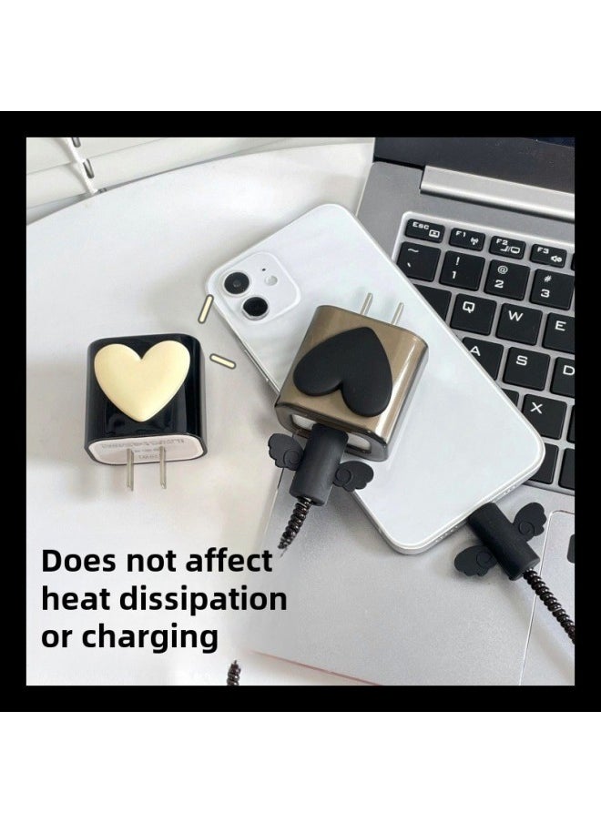 Generic - Black Love 20W For Apple Data Cable Protective Cover Suitable For Iphone14promax Fast Charge 20W Charger Head-Color:Beige Heart-shaped Single Shell Head-Applicable Model:18W/20W Universal - Image 1