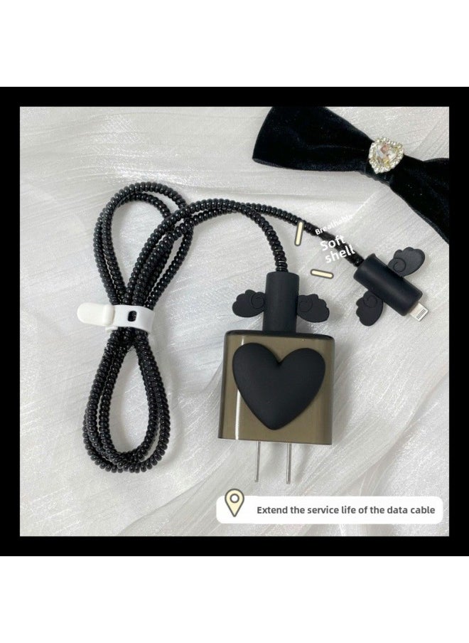 Generic - Black Love 20W For Apple Data Cable Protective Cover Suitable For Iphone14promax Fast Charge 20W Charger Head-Color:Beige Heart-shaped Single Shell Head-Applicable Model:18W/20W Universal - Image 1