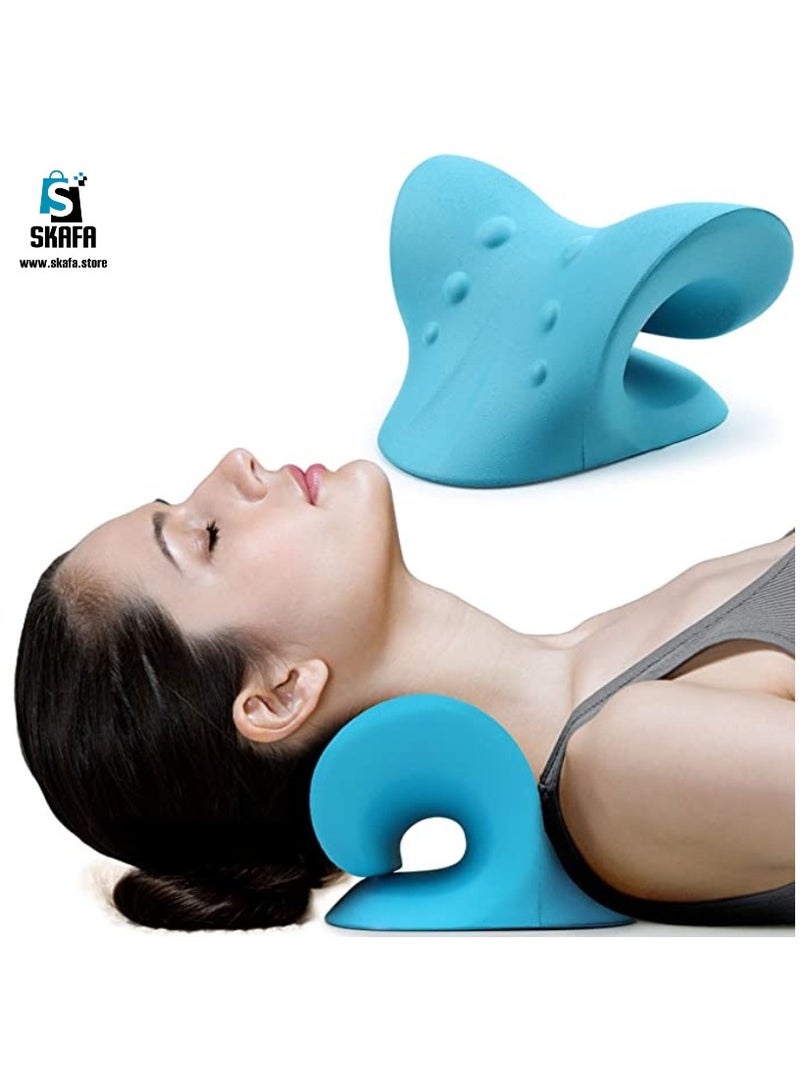 SKAFA Neck and Shoulder Relaxer | Neck Pillow, Neck Stretcher, Orthopedic Pillow | Neck Pain Relief Chiropractic Pillow | Ergonomic Traction Neck Support Pillow for Neck Pain Relief (Blue) - Image 1