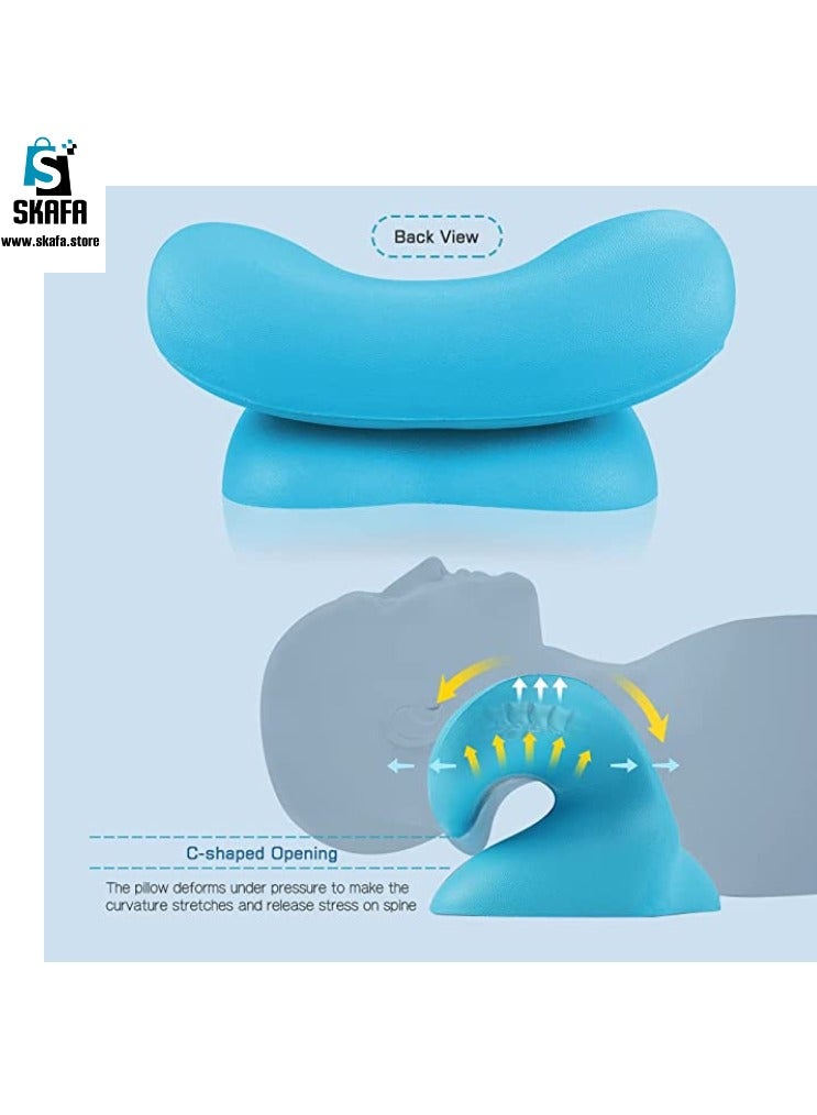 SKAFA Neck and Shoulder Relaxer | Neck Pillow, Neck Stretcher, Orthopedic Pillow | Neck Pain Relief Chiropractic Pillow | Ergonomic Traction Neck Support Pillow for Neck Pain Relief (Blue) - Image 2