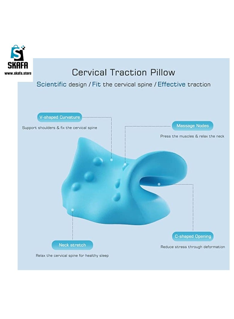SKAFA Neck and Shoulder Relaxer | Neck Pillow, Neck Stretcher, Orthopedic Pillow | Neck Pain Relief Chiropractic Pillow | Ergonomic Traction Neck Support Pillow for Neck Pain Relief (Blue) - Image 3