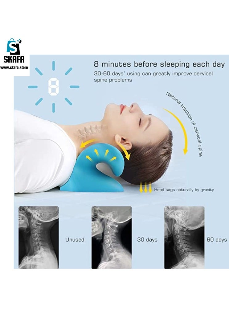 SKAFA Neck and Shoulder Relaxer | Neck Pillow, Neck Stretcher, Orthopedic Pillow | Neck Pain Relief Chiropractic Pillow | Ergonomic Traction Neck Support Pillow for Neck Pain Relief (Blue) - Image 4
