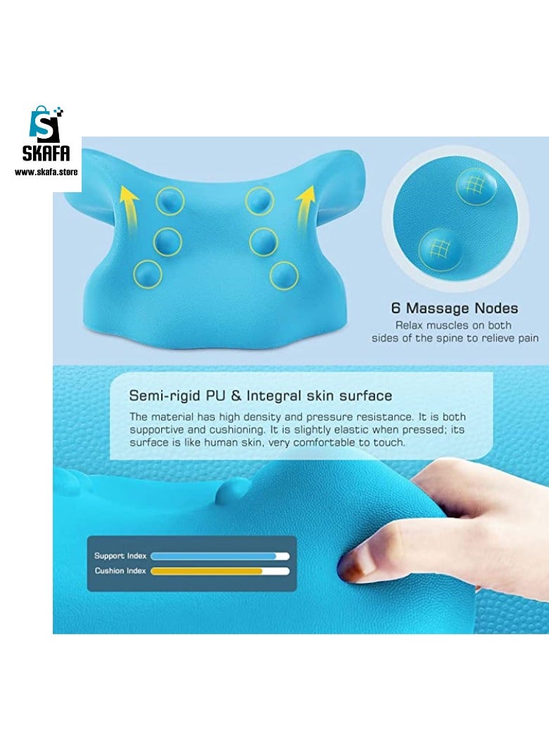 SKAFA Neck and Shoulder Relaxer | Neck Pillow, Neck Stretcher, Orthopedic Pillow | Neck Pain Relief Chiropractic Pillow | Ergonomic Traction Neck Support Pillow for Neck Pain Relief (Blue) - Image 5