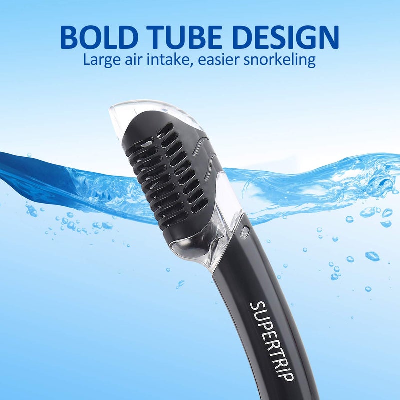 Supertrip Dry Snorkel Adult, Scuba Diving with Splash Guard and Top Valve, Freediving Snorkeling Swimming Snorkel for Adults Youth - Image 4
