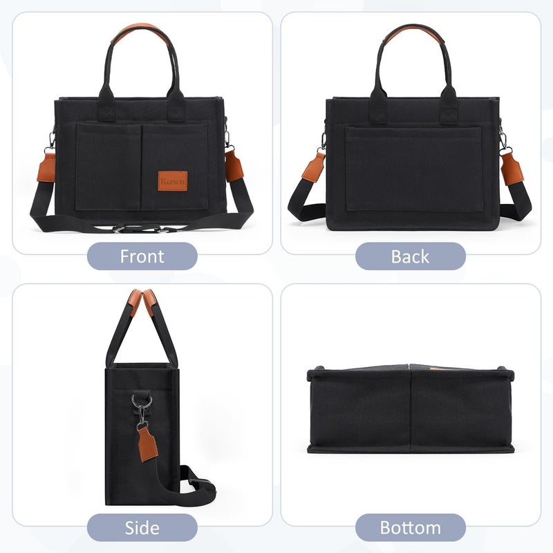 Kawn ® Large Canvas Tote Bag for Women hobo Shoulder Bag with Zipper Multi-Pocket Satchel bag Crossbody Bag with Detachable Strap Everything Everyday Handbags for Office, College and Travel - Image 2