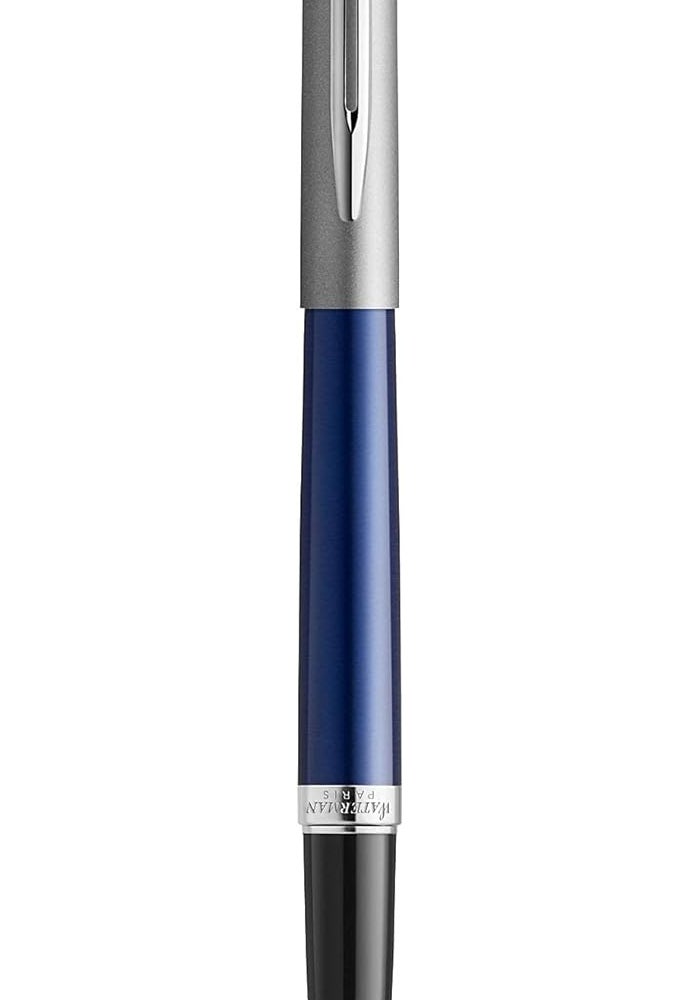 Waterman قلم حبر Waterman Hemisphere Essential - فولاذ مقاوم للصدأ غير لامع وبرميل أزرق مع حواف كروم - Image 2
