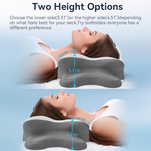 WENGTY Sleep Apnea Pillow with Neck Pain & Snoring Relief -Orthopedic Cervical Pillow, Ergonomic Contour Memory Foam for Side, Back,Stomach Sleepers, Medium Firm (GreyWhite, Queen Size) - Image 2