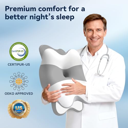 WENGTY Sleep Apnea Pillow with Neck Pain & Snoring Relief -Orthopedic Cervical Pillow, Ergonomic Contour Memory Foam for Side, Back,Stomach Sleepers, Medium Firm (GreyWhite, Queen Size) - Image 5