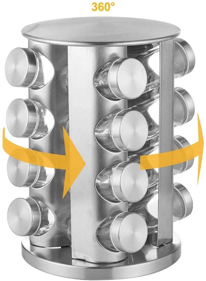 TRAY Spice carousel with 16 spice jars, 360 ° rotatable spice holder, spice stand made of stainless steel, spice jars for sprinkling, standing spice rack, spice rack for kitchen cupboard - Image 2