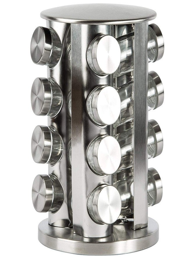 TRAY Spice carousel with 16 spice jars, 360 ° rotatable spice holder, spice stand made of stainless steel, spice jars for sprinkling, standing spice rack, spice rack for kitchen cupboard - Image 1