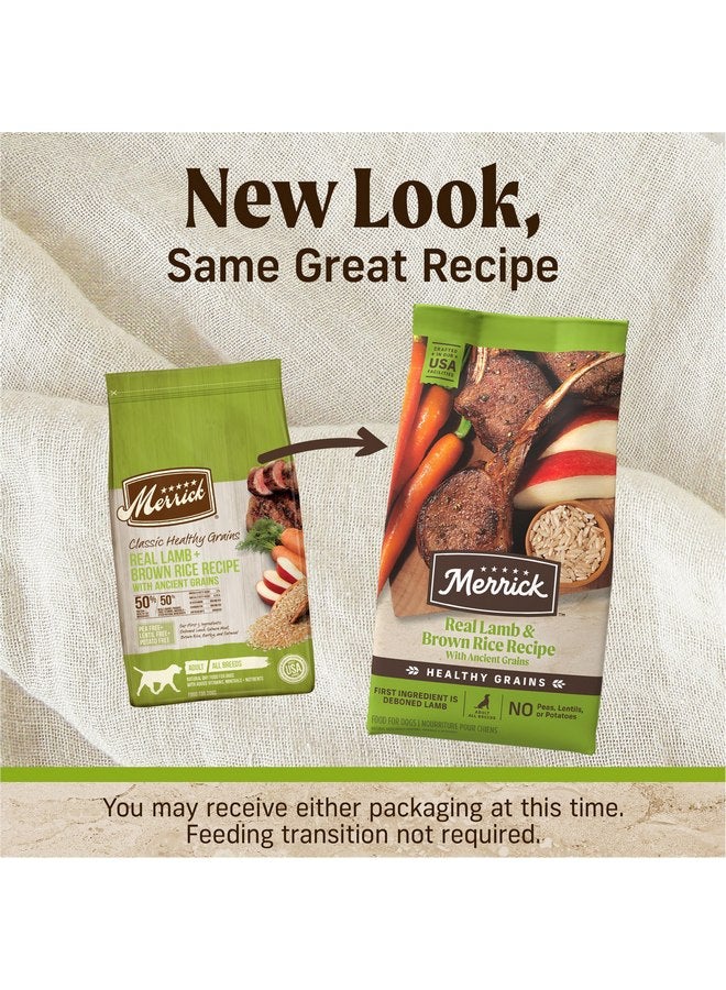 ميريك طعام جاف ممتاز للكلاب البالغة من Merrick Healthy Grains، طعام صحي وطبيعي مع لحم الضأن والأرز البني - كيس 4.0 رطل - Image 2