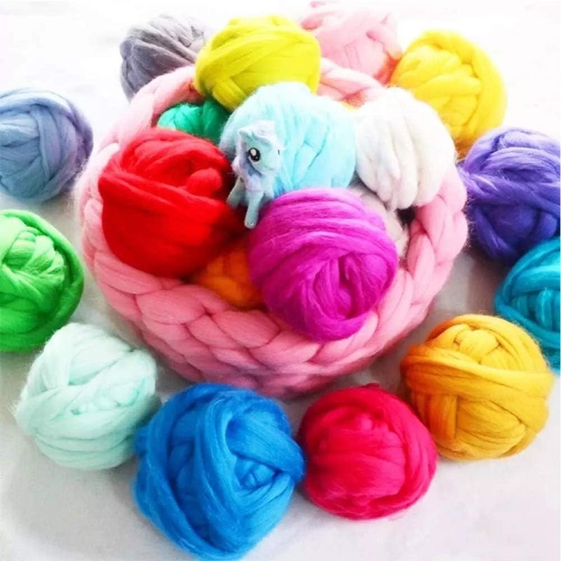 JUPEAN 3.53oz Wool Roving, Wool Felting Supplies, Pure Wool, Chunky Yarn, Spinning Wool Roving for Needle Felting Wet Felting DIY Hand Spinning (Light Purple) - Image 5