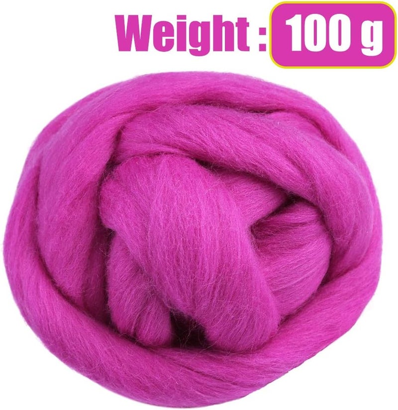 JUPEAN 3.53oz Wool Roving, Wool Felting Supplies, Pure Wool, Chunky Yarn, Spinning Wool Roving for Needle Felting Wet Felting DIY Hand Spinning (Light Purple) - Image 2