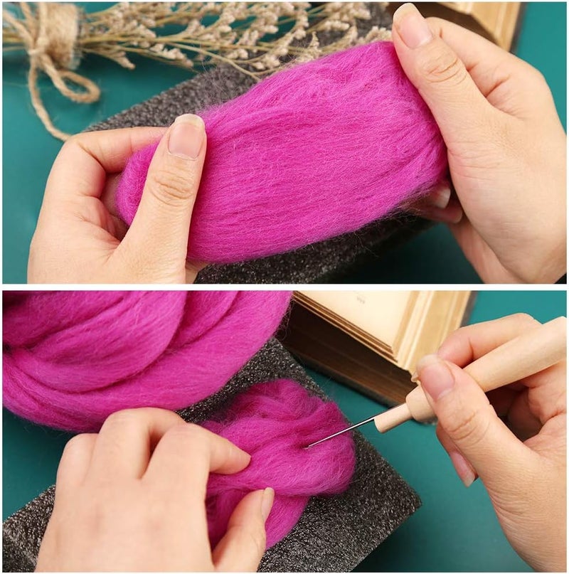 JUPEAN 3.53oz Wool Roving, Wool Felting Supplies, Pure Wool, Chunky Yarn, Spinning Wool Roving for Needle Felting Wet Felting DIY Hand Spinning (Light Purple) - Image 3