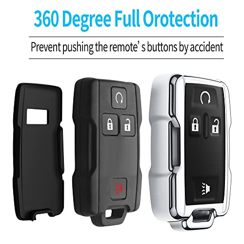 Tukellen for Chevrolet Key Fob Cover Soft TPU Full Protection Key Shell Key Case Compatible with Chevrolet Chevy Silverado Suburban Tahoe Colorado GMC Sierra Yukon Canyon 4 Buttons (Silver) - Image 4
