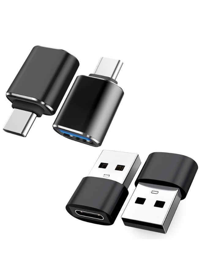 SANMUGEED USB C Male to USB Female Adapter (2 Pack) & USB Male to USB C Female Adapter (2 Pack) - Supports SuperSpeed Data Transfer & Fast Charging - Image 1