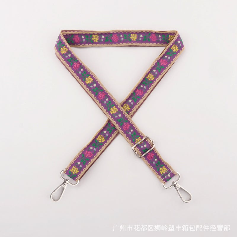 Bag Colorfulful Ethnic Style Embroidered Shoulder Strap Adjustable Single Shoulder Crossbody Women'S Bag Long Strap Luggage Accessories Bag Strap - Image 1