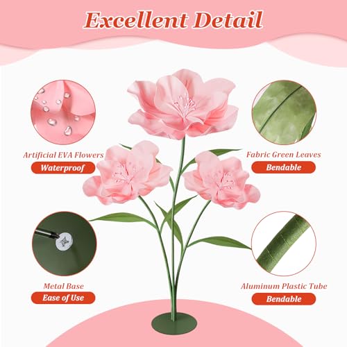 Hecaty Giant Artificial Flowers for Decoration 56 Ft Waterproof EVA Large Fake Flowers for Wedding Floral Garden Birthday Party Baby Shower Decor Shop Window Display Photography Props Light Pink - Image 3