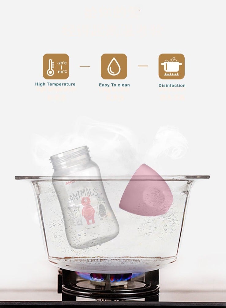 أمتشي بيبي زجاجة رضاعة بمقبض سعة 240 مل للأطفال من 6 أشهر فما فوق-وردي - Image 4