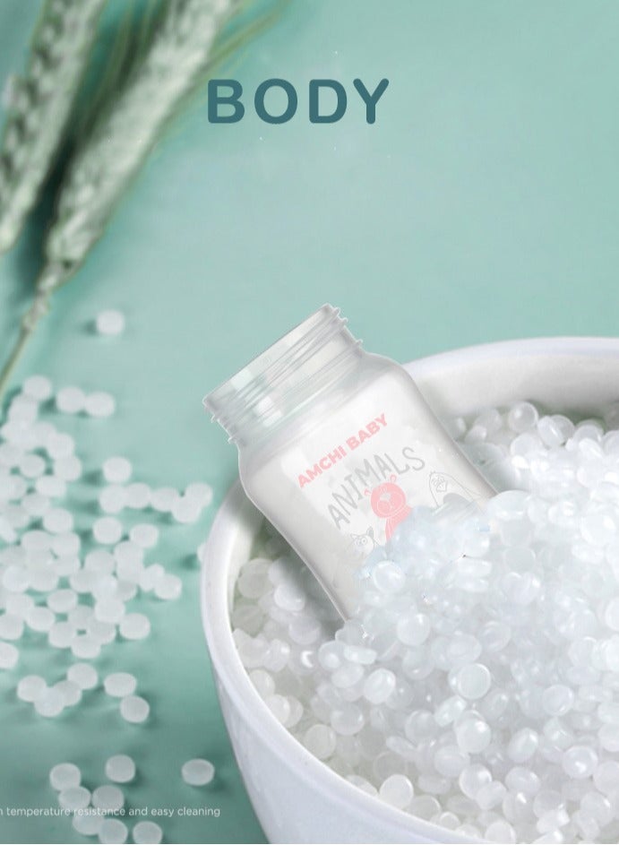 أمتشي بيبي زجاجة رضاعة بمقبض سعة 240 مل للأطفال من 6 أشهر فما فوق-وردي - Image 2