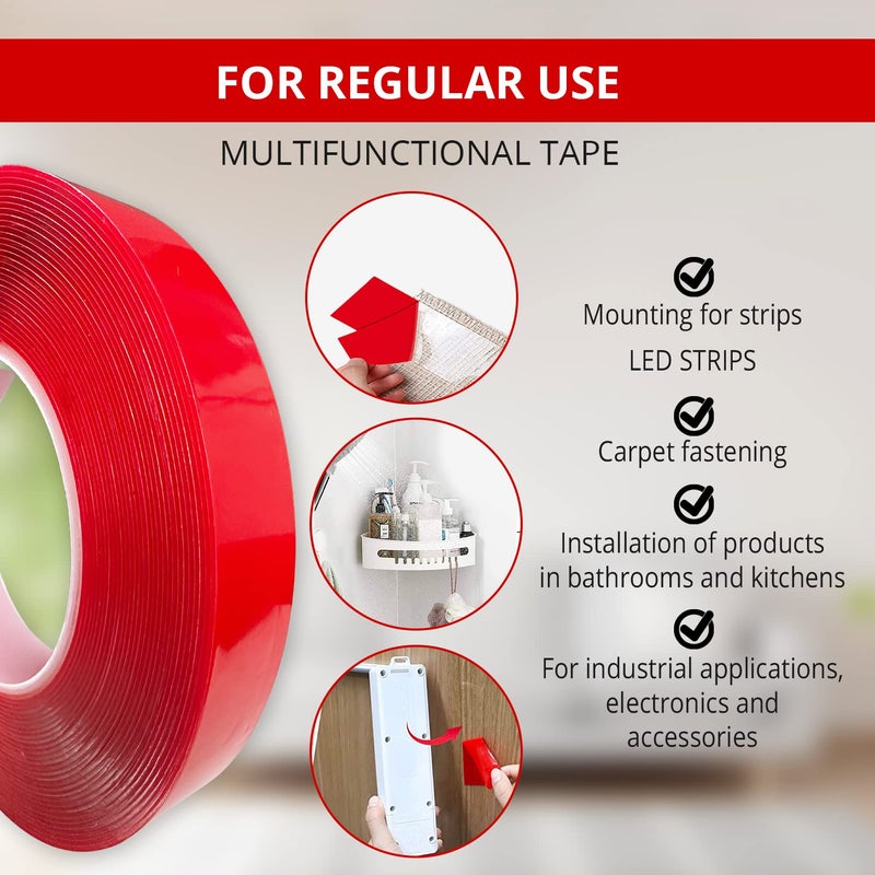 TAPES VARGORT Extra Strong Double Sided Tape/Extra Strong Double Sided Tape/Nanotech Adhesive Tape/Width: 9mm x 11m Long For Durable Attachment! Enhance Your Projects - Image 5