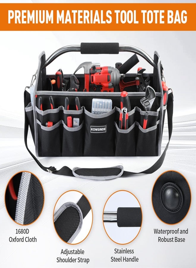 Kowsinde 18 Inch Tool Bag, Electrician Tool Bag, Open Top Tool Bags, 26 Pockets Can Hold Many Tools, Steel Handle and Removable Shoulder Strap - Image 3