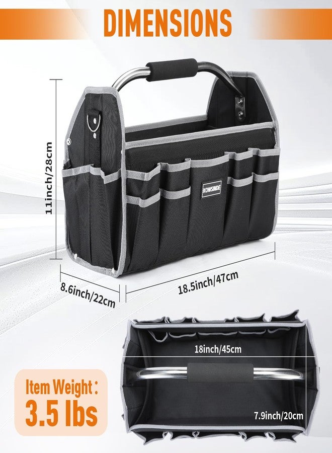 Kowsinde 18 Inch Tool Bag, Electrician Tool Bag, Open Top Tool Bags, 26 Pockets Can Hold Many Tools, Steel Handle and Removable Shoulder Strap - Image 2