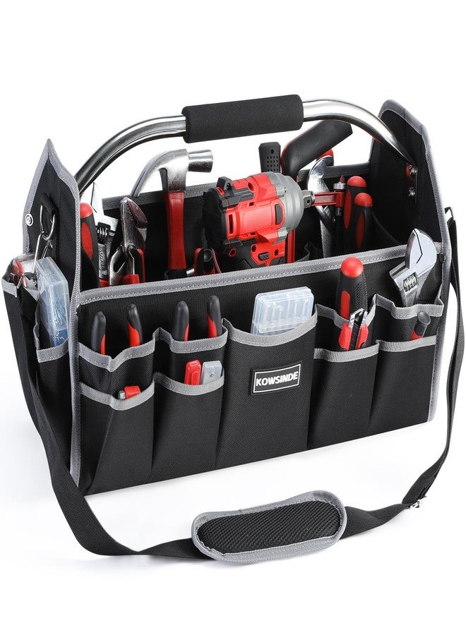 Kowsinde 18 Inch Tool Bag, Electrician Tool Bag, Open Top Tool Bags, 26 Pockets Can Hold Many Tools, Steel Handle and Removable Shoulder Strap - Image 1