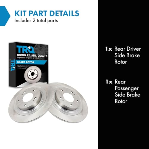 TRQ Rear Brake Rotors Set Solid Compatible with 2018-2022 Mitsubishi Eclipse Cross 2014-2020 Outlander Outlander PHEV 2013-2022 Outlander Sport - Image 2