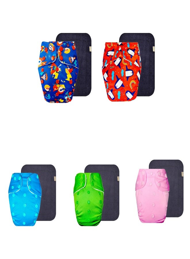 Dumbledo Premium Cloth Diaper with Black Insert (Pack of 5) | Soft & Gentle | 6-Layer Absorbent Pad | Travel Friendly | Perfect for Indian Summers | 3 Months - 3 Years | Unisex Baby - Image 1