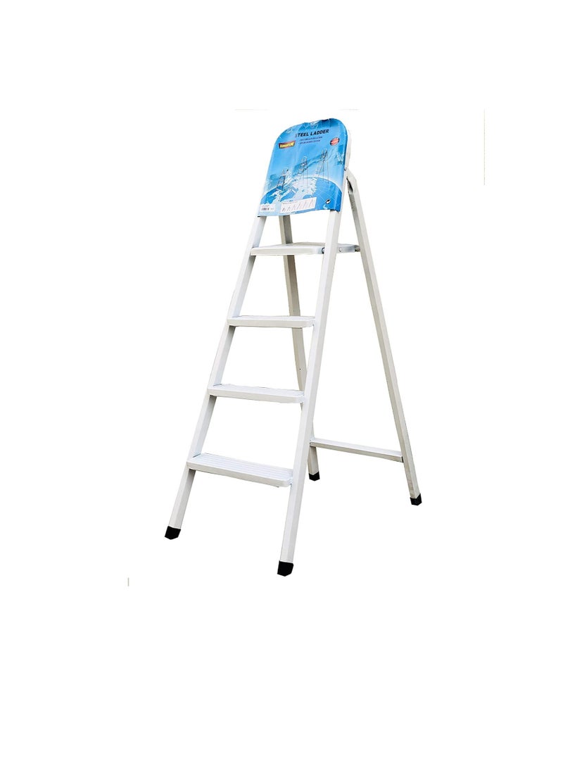 ROBUSTLINE Robustline Heavy Duty Steel Ladder, Ultra Stable Folding Ladder. (4 Step, White)  - Image 1