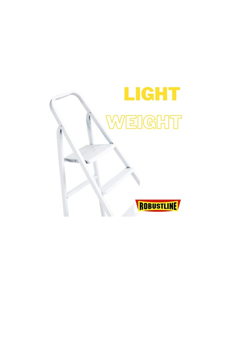 ROBUSTLINE Robustline Heavy Duty Steel Ladder, Ultra Stable Folding Ladder. (4 Step, White)  - Image 2