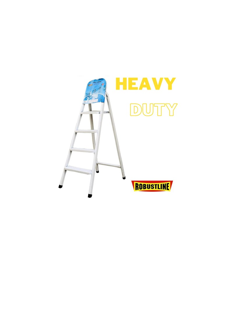 ROBUSTLINE Robustline Heavy Duty Steel Ladder, Ultra Stable Folding Ladder. (4 Step, White)  - Image 3