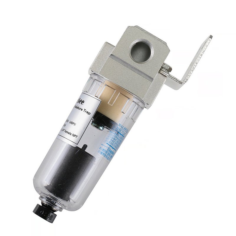 CrocSee C18C027 14 NPT Thread 26CFM Automatic Drain Air Compressor Compressed In Line Particulate Moisture Water Trap Filter Separator with Mount