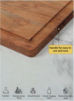 REZLAN UAE Extra-Large Heavy Duty Chopping Board with Juice Grooves & Easy-Grip Handles – 31x41x2.54cm – Large Wooden Cutting Board for Meat, Charcuterie, Cheese Board – Butcher Block for Kitchen  - Image 5