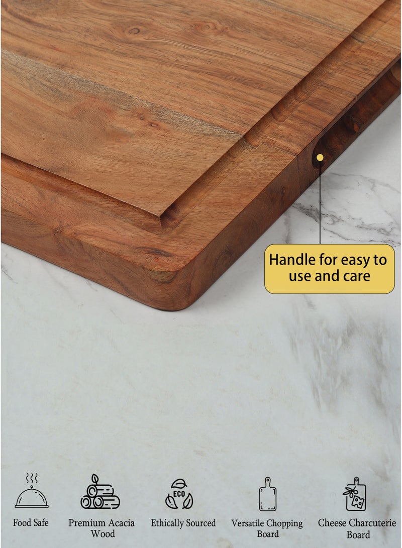 Extra-Large Heavy Duty Chopping Board with Juice Grooves & Easy-Grip Handles – 31x41x2.54cm – Large Wooden Cutting Board for Meat, Charcuterie, Cheese Board – Butcher Block for Kitchen - Image 5