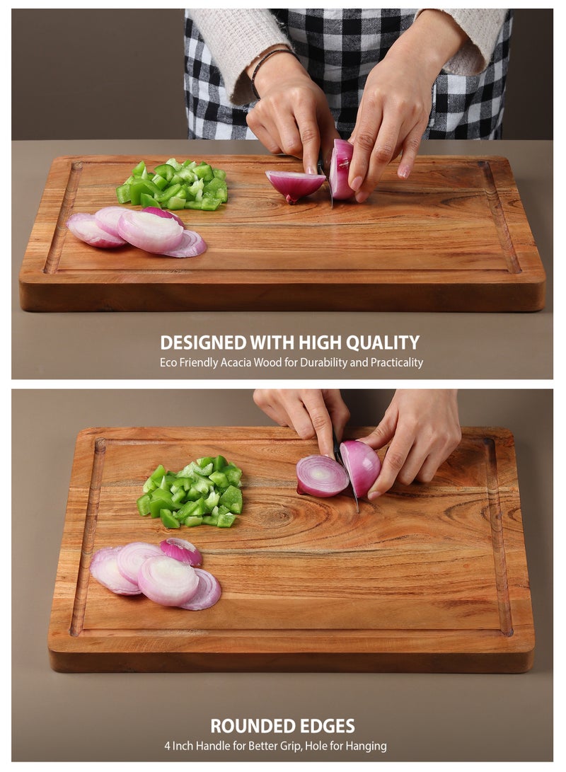 Extra-Large Heavy Duty Chopping Board with Juice Grooves & Easy-Grip Handles – 31x41x2.54cm – Large Wooden Cutting Board for Meat, Charcuterie, Cheese Board – Butcher Block for Kitchen - Image 4