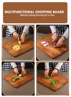 REZLAN UAE Extra-Large Heavy Duty Chopping Board with Juice Grooves & Easy-Grip Handles – 31x41x2.54cm – Large Wooden Cutting Board for Meat, Charcuterie, Cheese Board – Butcher Block for Kitchen  - Image 2