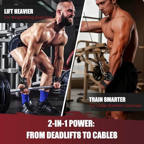 UOPON Weight Lifting Straps with Rings, 2 in 1 Wrist Straps for Weightlifting and Cable Machine with Double Triangle Rings and Non-slip Latex Thread, Lifting Cuffs for Home Gym Workout - Image 2