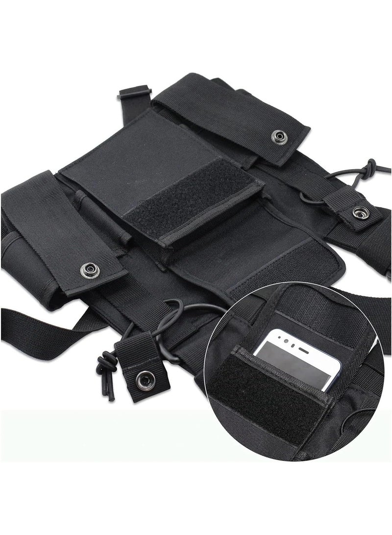 Bluejw Chest Harness Front Pack, Hiphop Bag Vest Rig Pouch Shoulder Holster Adjustable Zipper Bag Pocket Accessories for Police Firefighter Universal Two Way  Carry Case Rescue Essentials - Image 5