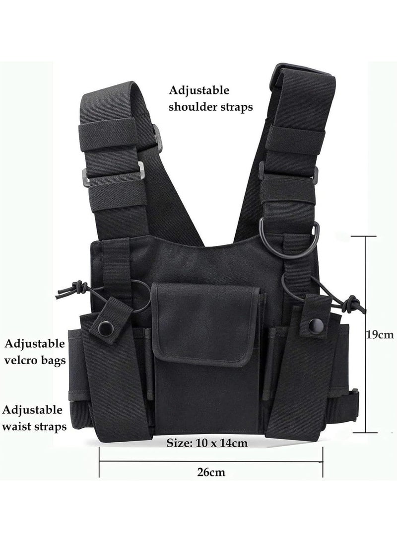 Bluejw Chest Harness Front Pack, Hiphop Bag Vest Rig Pouch Shoulder Holster Adjustable Zipper Bag Pocket Accessories for Police Firefighter Universal Two Way  Carry Case Rescue Essentials - Image 2