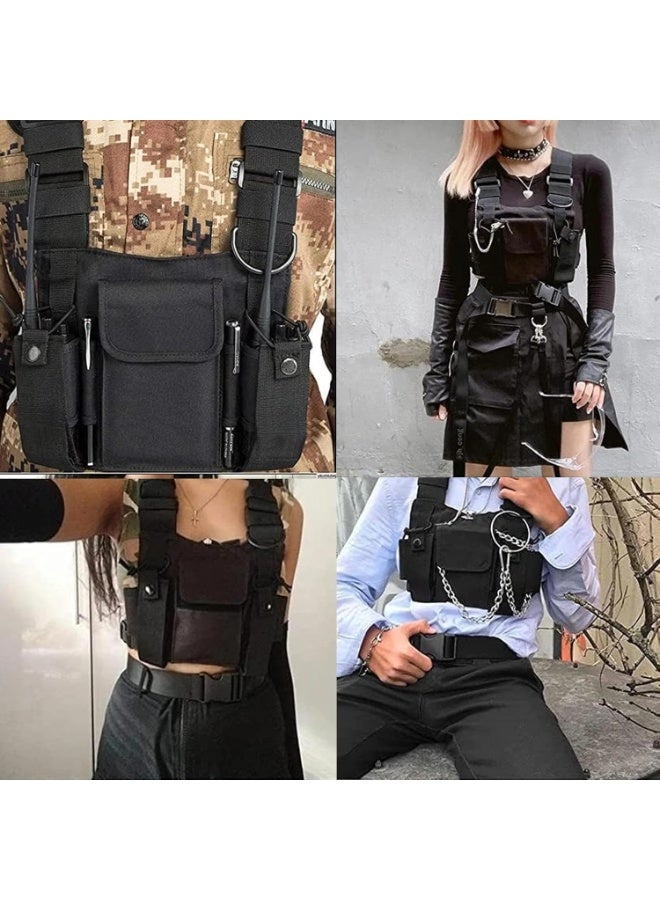 Bluejw Chest Harness Front Pack, Hiphop Bag Vest Rig Pouch Shoulder Holster Adjustable Zipper Bag Pocket Accessories for Police Firefighter Universal Two Way  Carry Case Rescue Essentials - Image 4