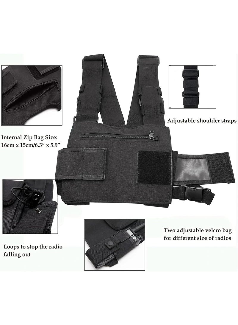 Bluejw Chest Harness Front Pack, Hiphop Bag Vest Rig Pouch Shoulder Holster Adjustable Zipper Bag Pocket Accessories for Police Firefighter Universal Two Way  Carry Case Rescue Essentials - Image 3