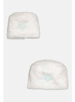 Hoff 2 Piece Star Faux Fur Basket Set, White  - Image 1