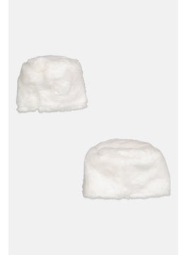 Hoff 2 Piece Star Faux Fur Basket Set, White  - Image 2