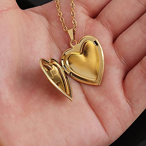 YALLNASL Gold Heart Locket Necklace for Women Adults with Picture Locket Pendant Photo Necklace Heart Locket Necklace that Holds Pictures Necklaces for Men Women Necklace Gift - Image 2