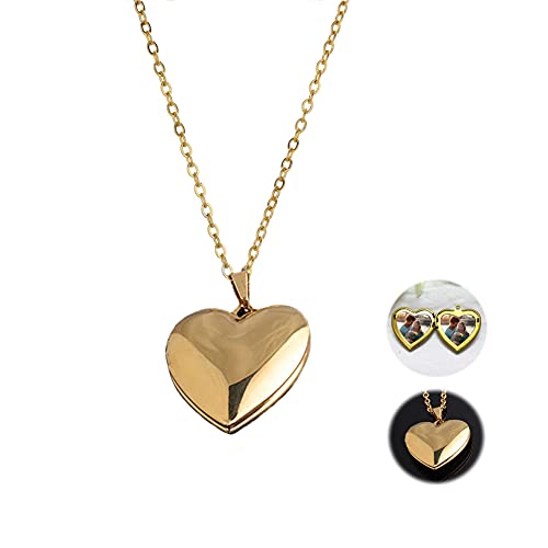 YALLNASL Gold Heart Locket Necklace for Women Adults with Picture Locket Pendant Photo Necklace Heart Locket Necklace that Holds Pictures Necklaces for Men Women Necklace Gift - Image 1