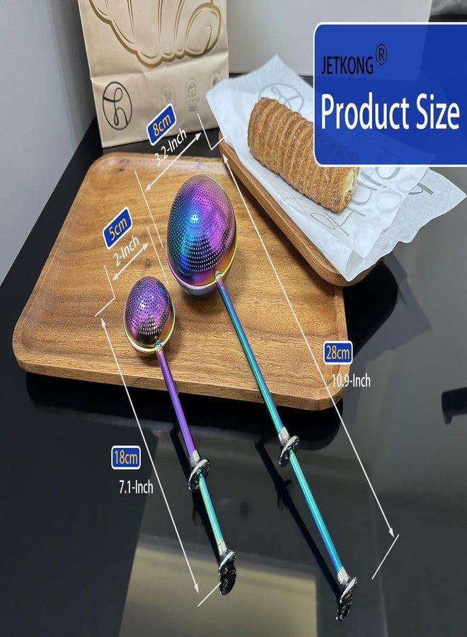 JETKONG 2 Pcs Flour Sifter, Stainless Steel Flour Duster for Bread Baking, Bakers Dusting Wand for Powdered Sugar and Spices (Small+Large, Rainbow) - Image 3